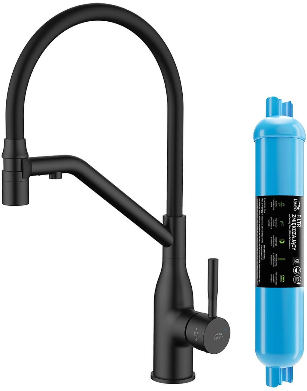Laveo Colina 2.0 grifo de cocina con filtro de pie negro BC2DB78D