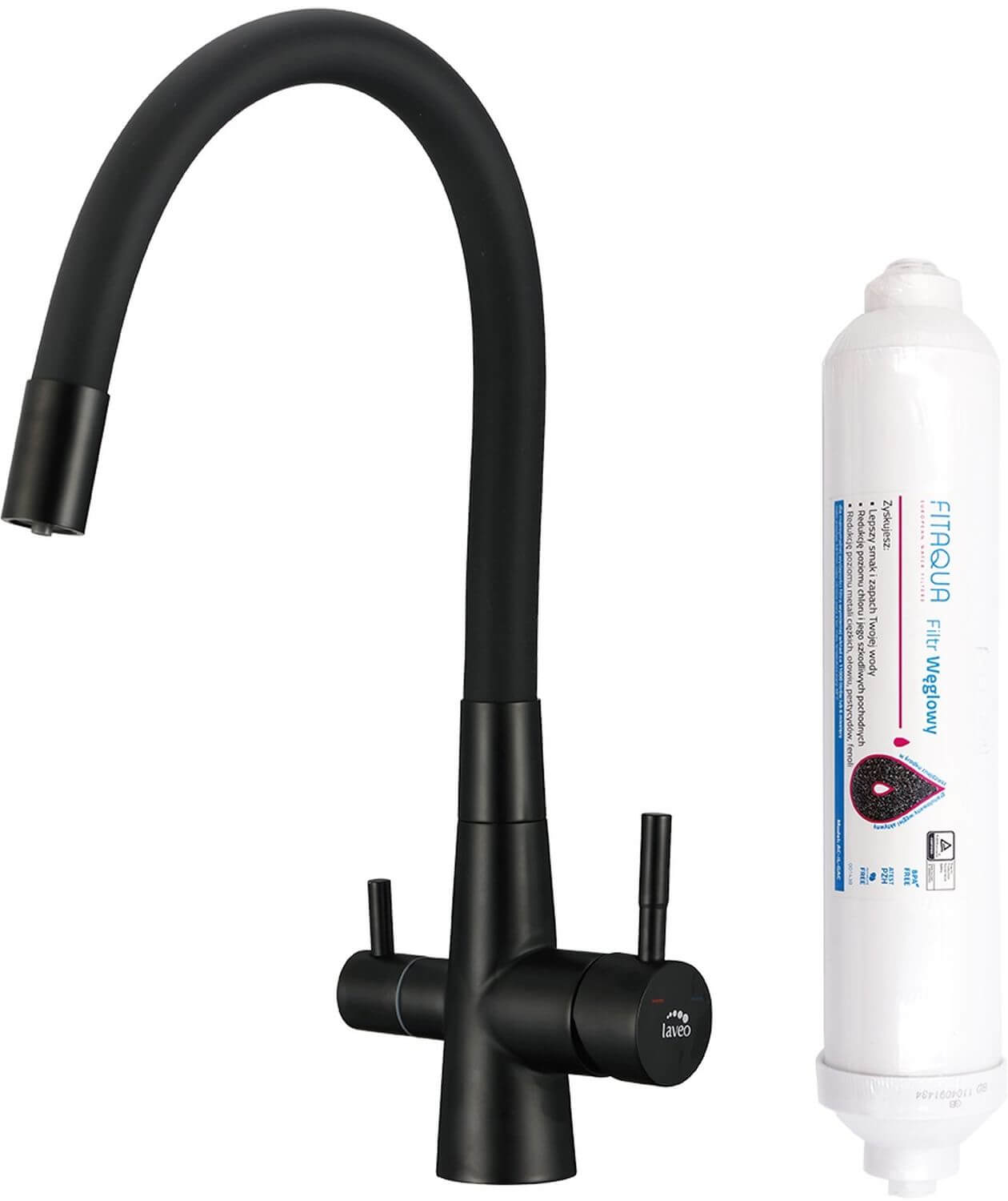 Laveo Riveco grifo de cocina con filtro de pie negro BRIBB68D