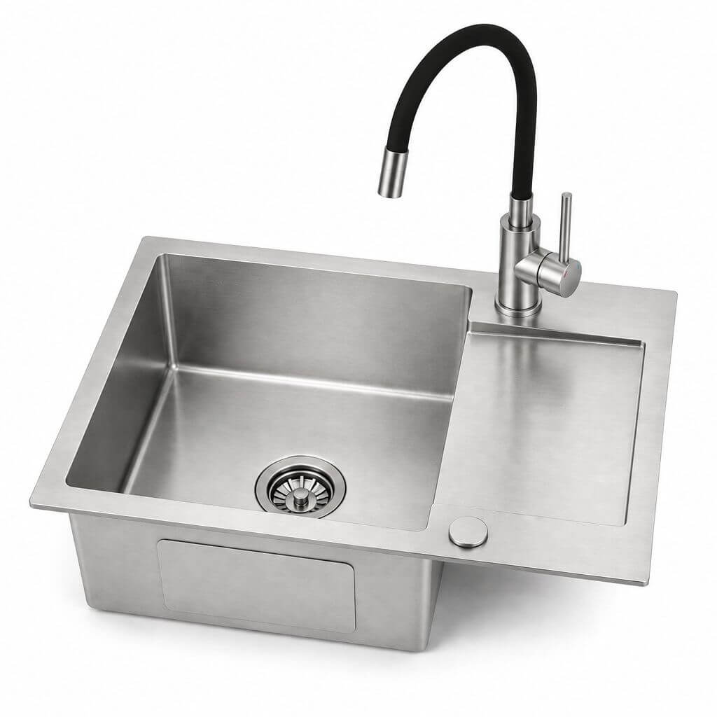 Ruvetti Look fregadero de acero con grifo 60x48 cm acero LP_LOOK120-5200-BS-S