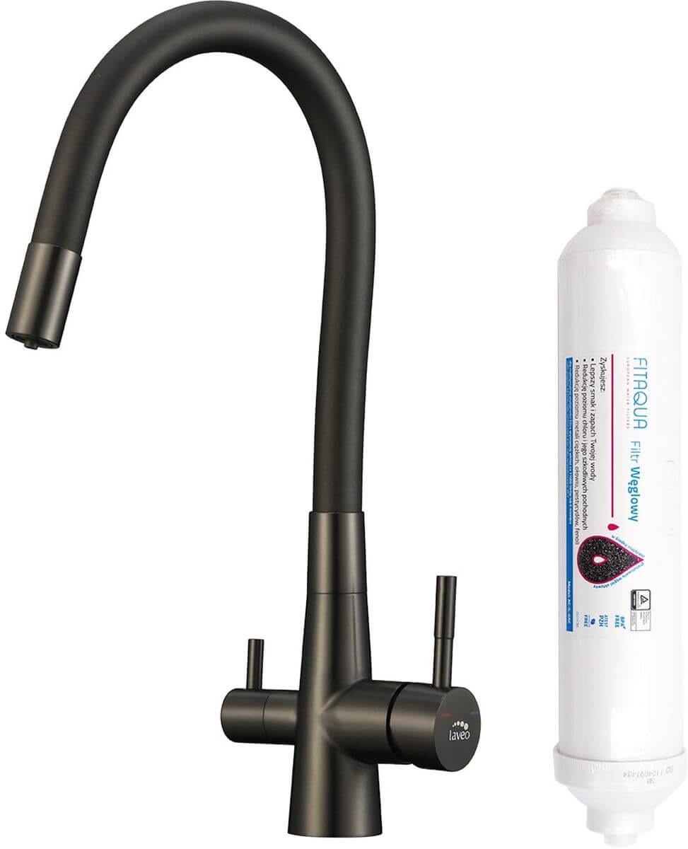 Laveo Riveco grifo de cocina con filtro de pie grafito/gris BRIB968D