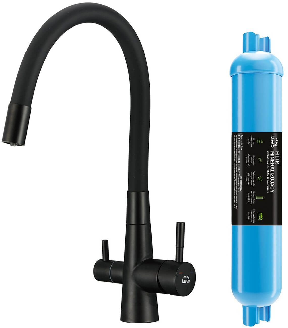 Laveo Riveco grifo de cocina con filtro de pie negro BRICB68D