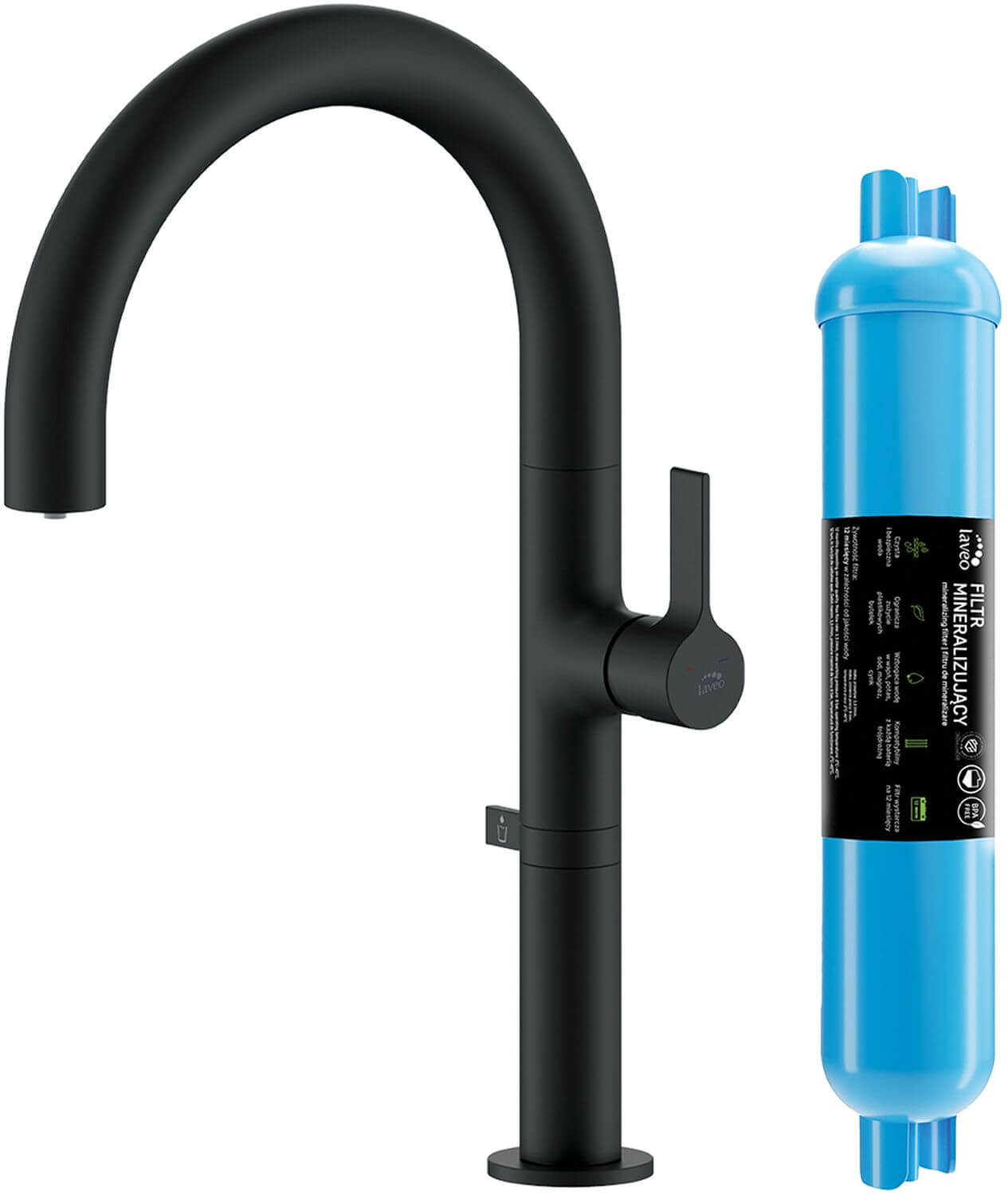Laveo Pureco grifo de cocina con filtro de pie negro BPUC798D