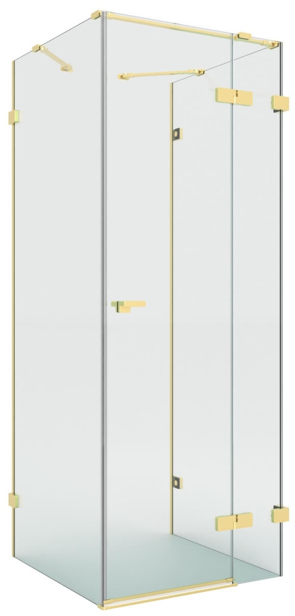 New Trendy Eventa Gold Brushed cabina de ducha 90x80 cm rectangular oro cepillado/vidrio transparente EXK-8347