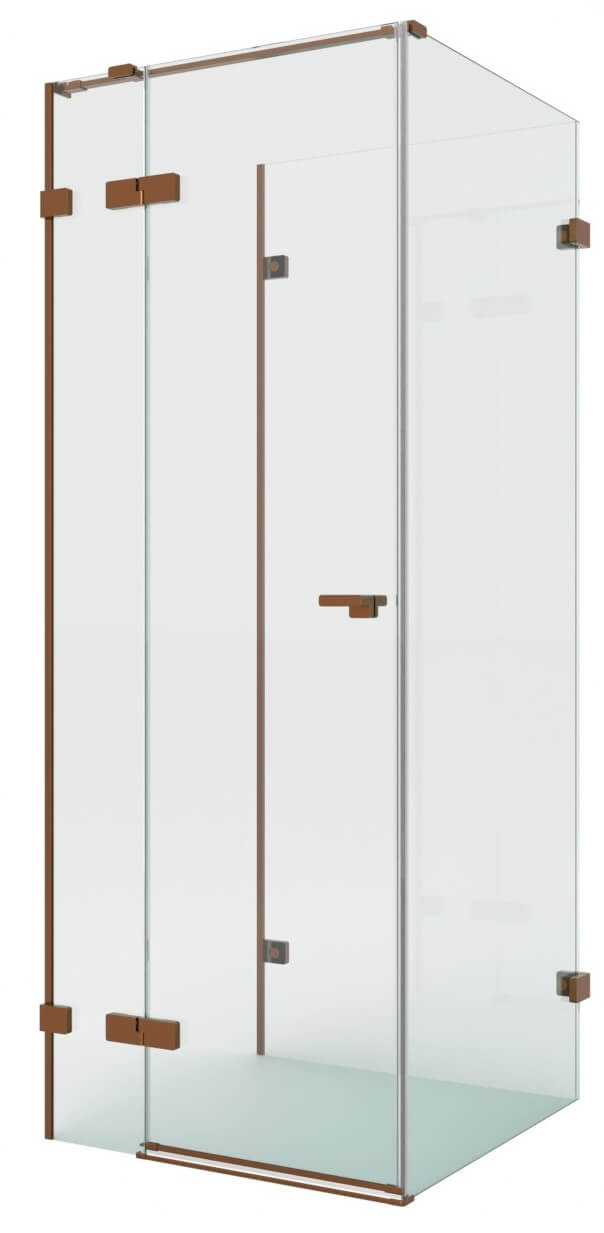 New Trendy Eventa Copper Brushed cabina de ducha 90x80 cm rectangular cobre cepillado/vidrio transparente EXK-8141