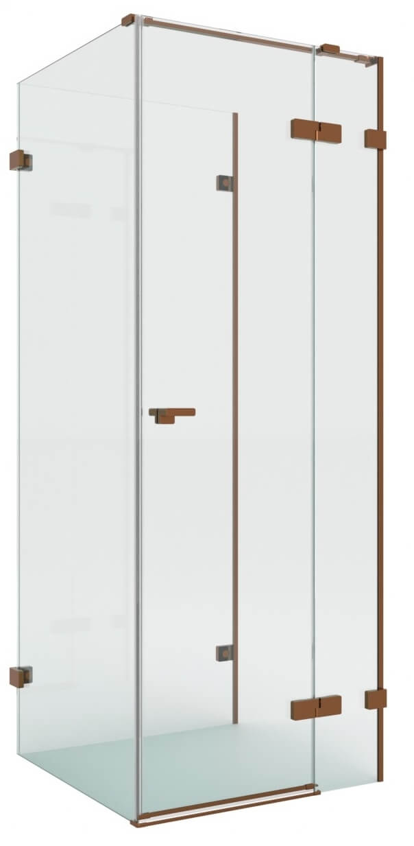 New Trendy Eventa Copper Brushed cabina de ducha 90x80 cm rectangular cobre cepillado/vidrio transparente EXK-8142