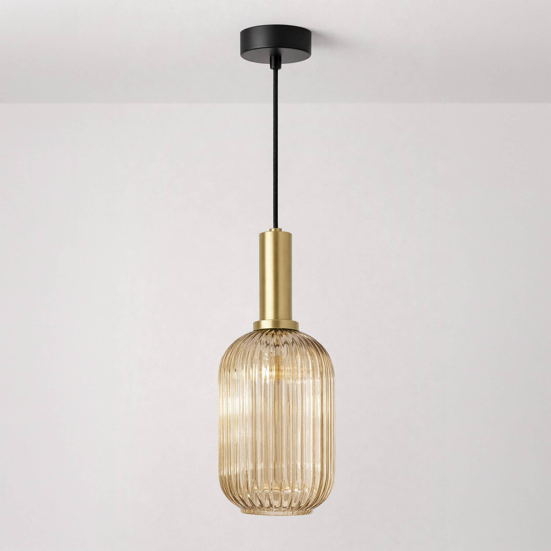 Kaja Hiro lámpara colgante 1x15 W negro-pátina-ámbar K-5885