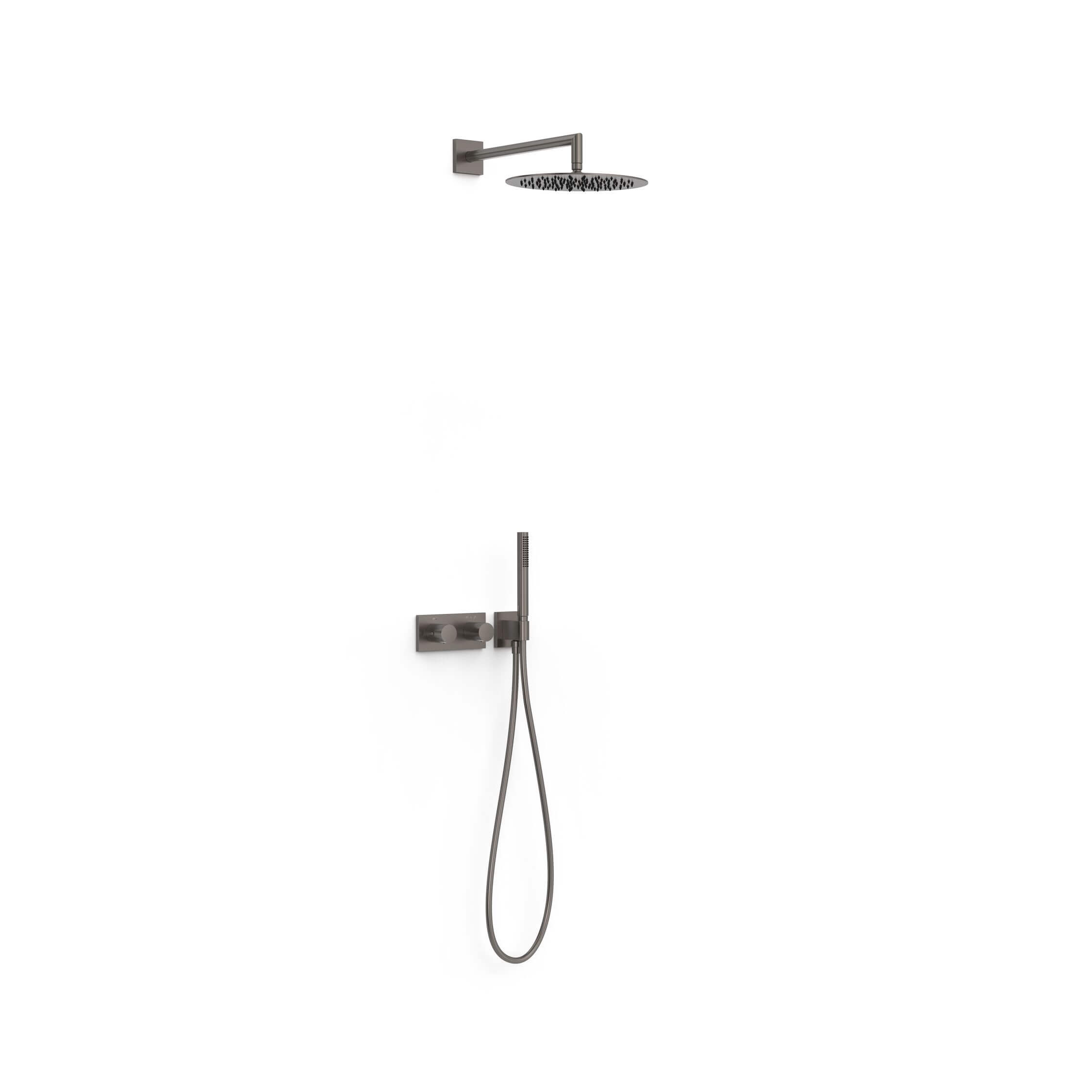 Tres B-System conjunto de ducha empotrado con termostato con rociador con efecto lluvia grafito 30735204GR