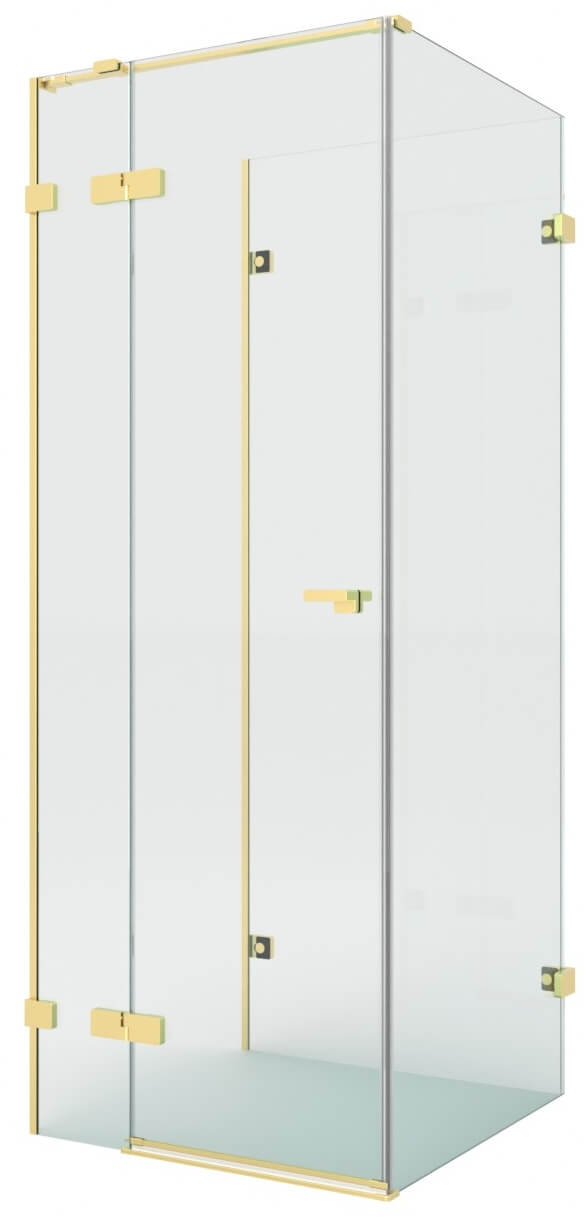 New Trendy Eventa Copper Brushed cabina de ducha 100x80 cm rectangular oro cepillado/vidrio transparente EXK-8372