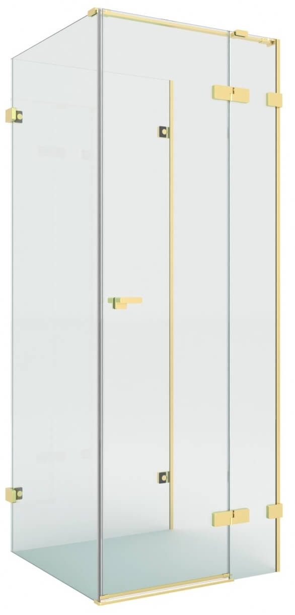 New Trendy Eventa Copper Brushed cabina de ducha 100x80 cm rectangular oro cepillado/vidrio transparente EXK-8381