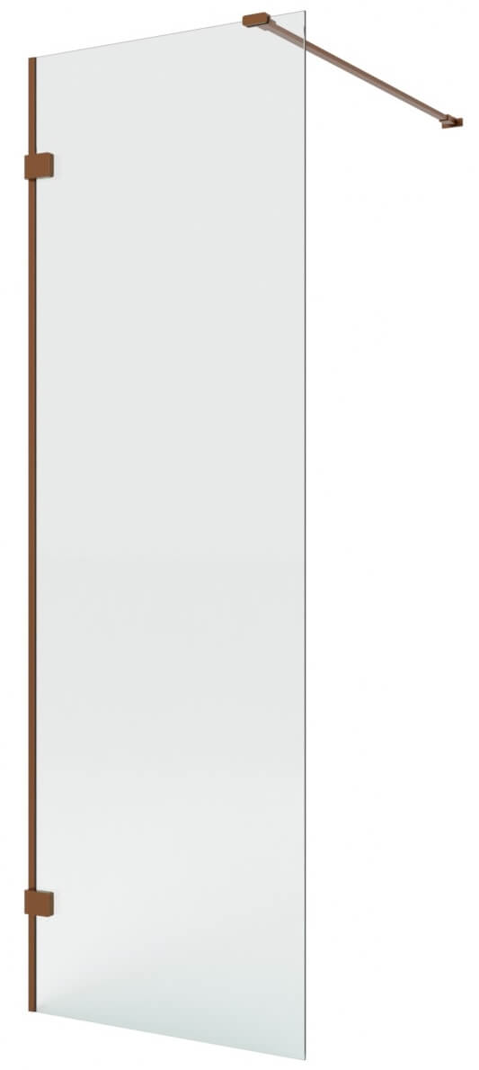 New Trendy Eventa Copper Brushed mampara de ducha walk-in 130 cm cobre cepillado/vidrio transparente EXK-8163
