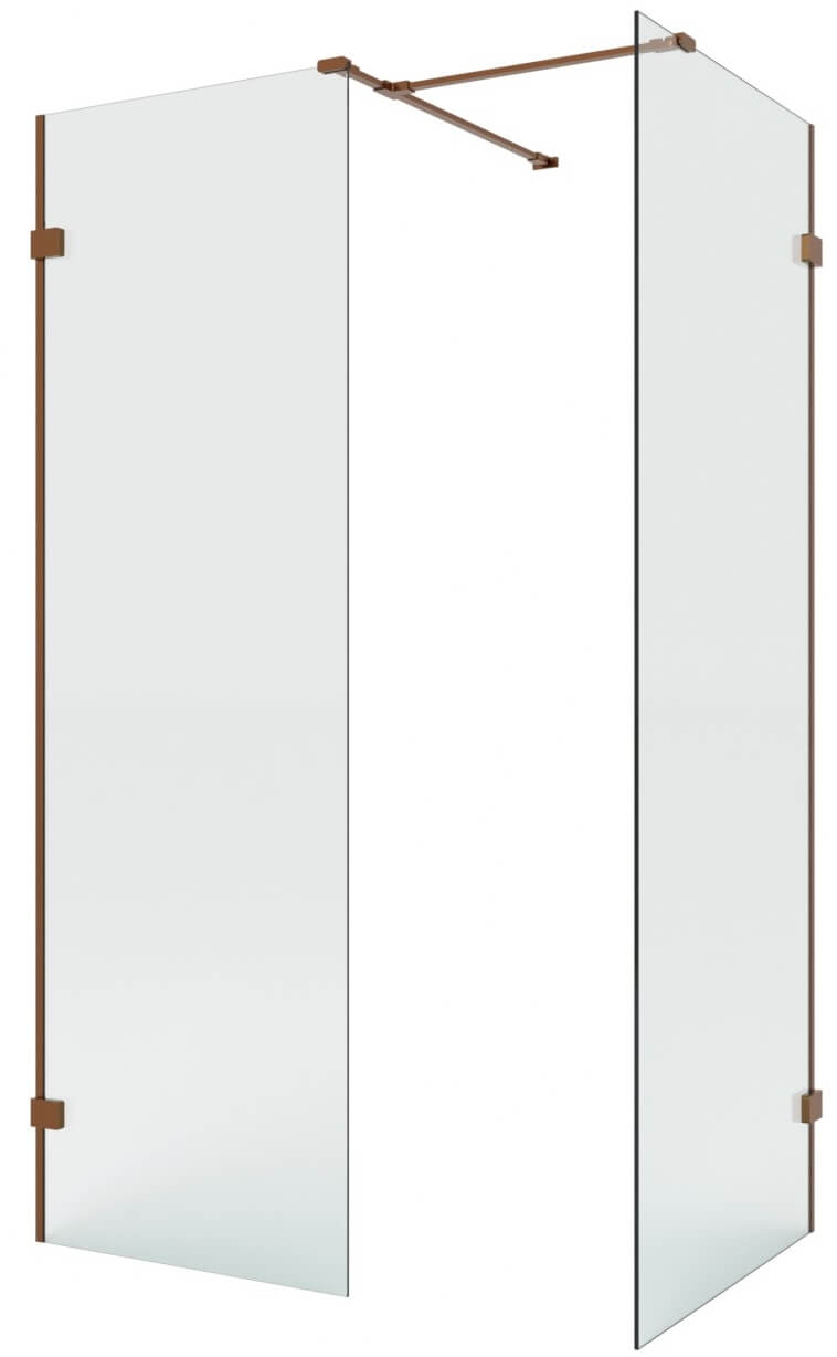 New Trendy Eventa Copper Brushed cabina de ducha walk-in 160x80 cm rectangular cobre cepillado/vidrio transparente EXK-8200