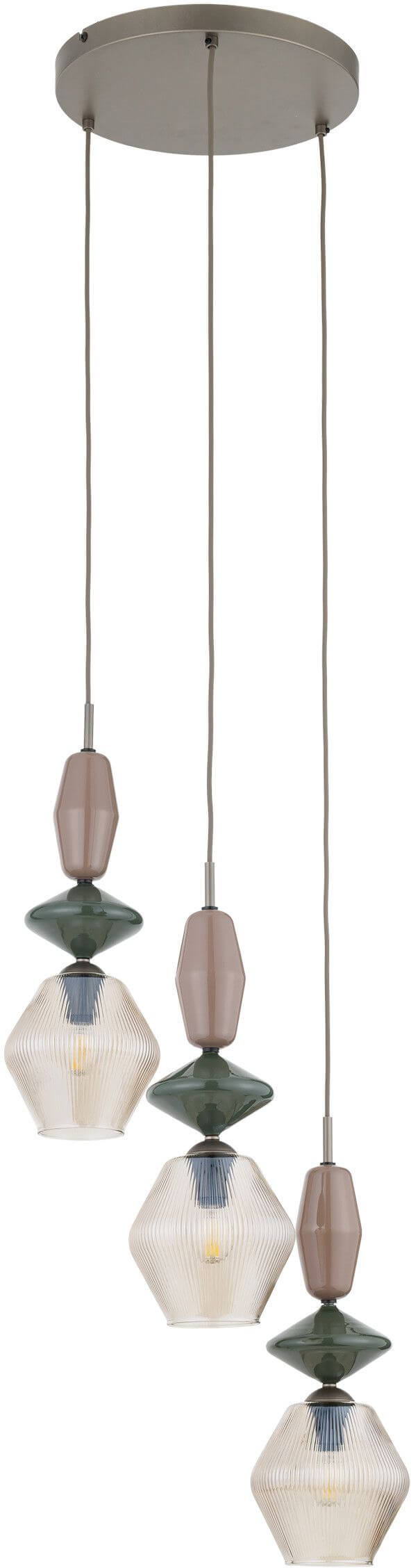 TK Lighting Zen New Brown lámpara colgante 3x10 W marrón-beige 11867