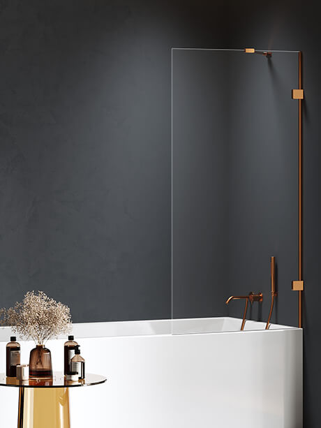 New Trendy Eventa Copper Brushed mampara de bañera 80 cm una pieza cobre cepillado/vidrio transparente EXK-8214