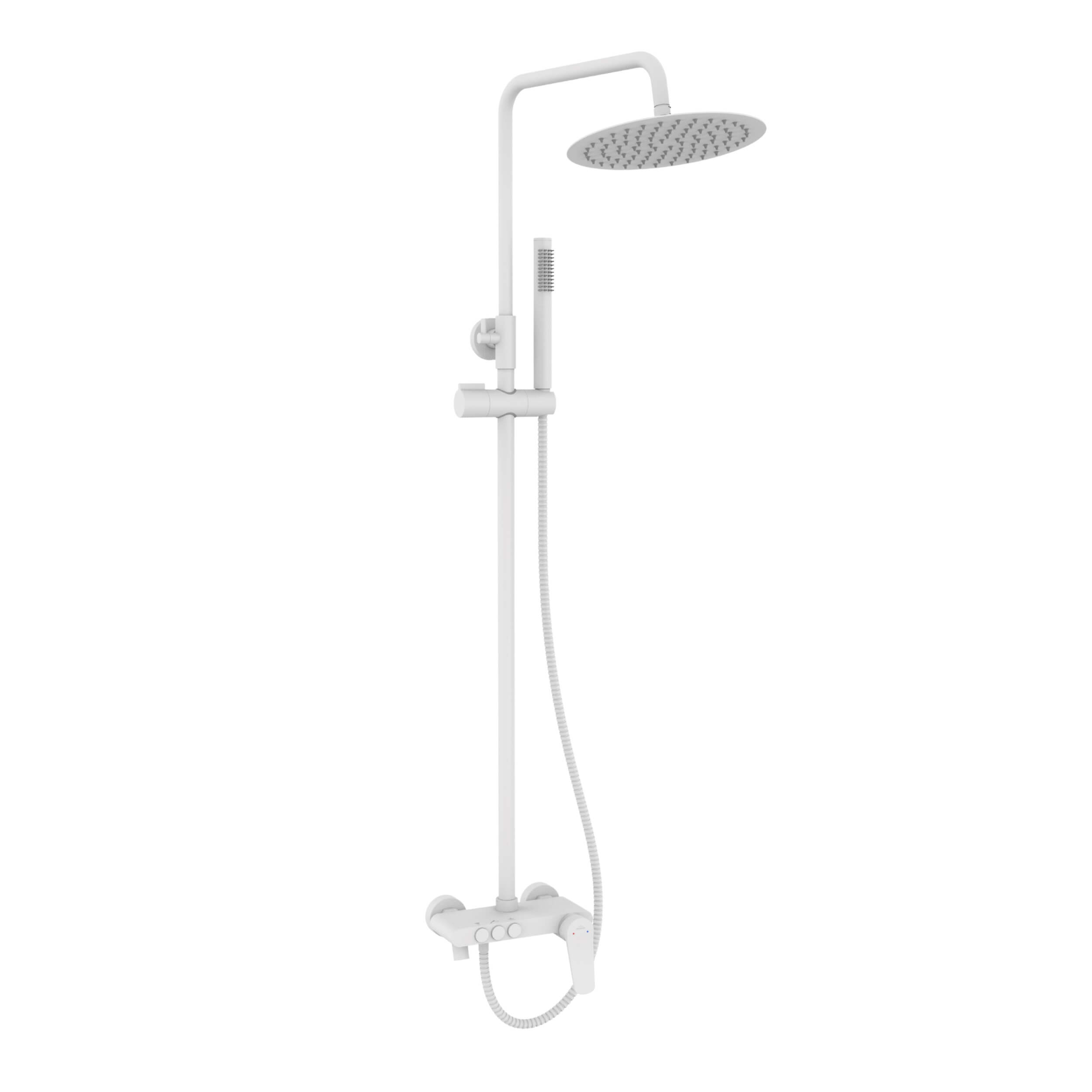 Invena Alonia conjunto de ducha a pared con rociador con efecto lluvia blanco AU-70-D02