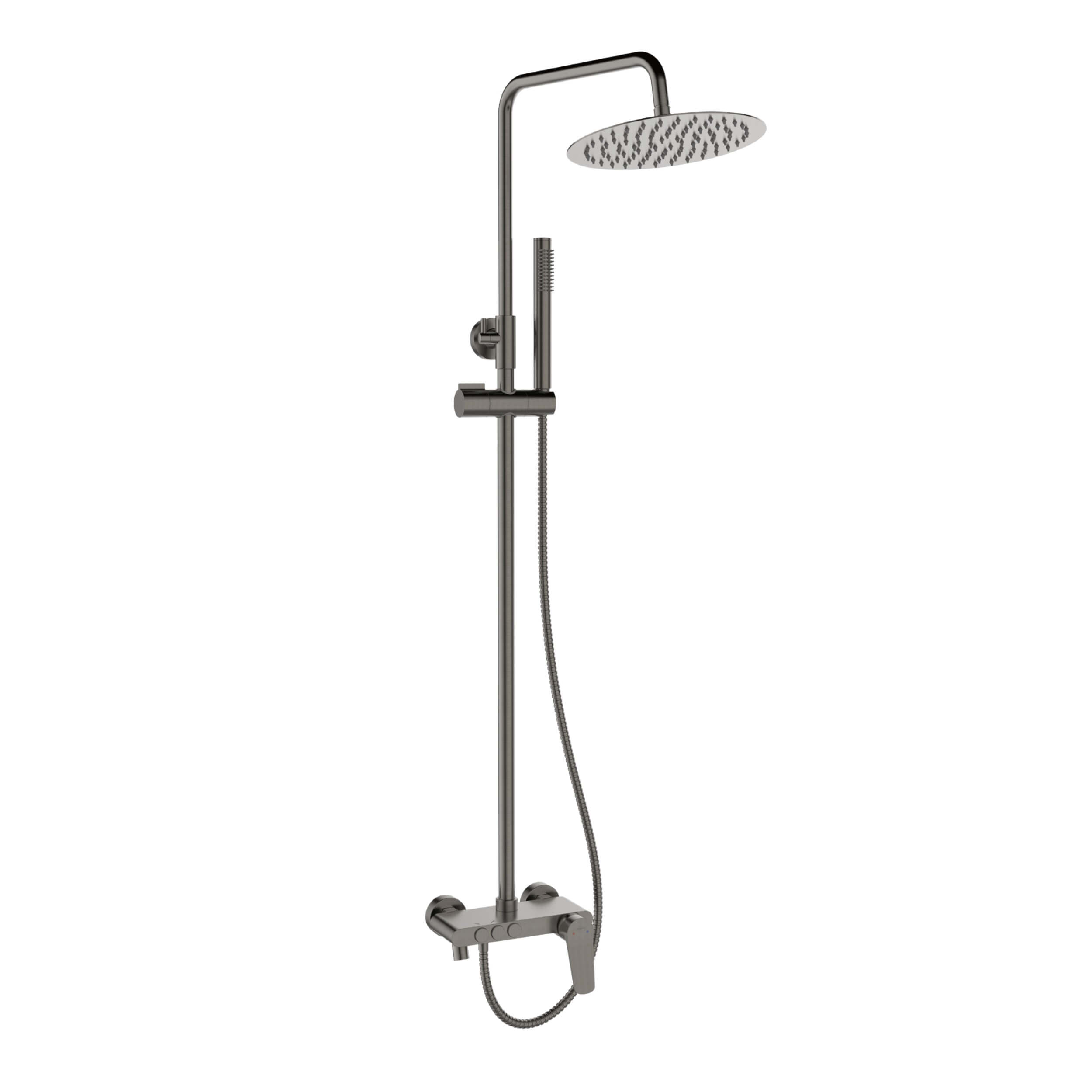 Invena Alonia conjunto bañera/ducha a pared con rociador con efecto lluvia grafito AU-70-D24V