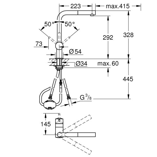 Conjunto grifo de cocina Grohe Minta 32168000, fregadero Tectonite Franke Orion 114.0286.441