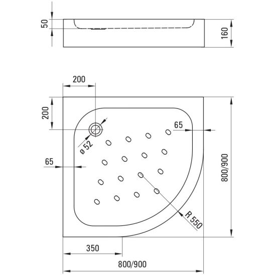 Conjunto cabina de ducha Deante Funkia KYP_051K, plato de ducha semicircular Deante Standard New KTA_053B