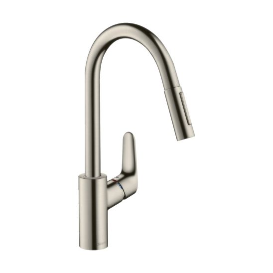 Conjunto fregadero de acero Hansgrohe S 71 43427800, grifo de cocina Hansgrohe Focus M41 31815800