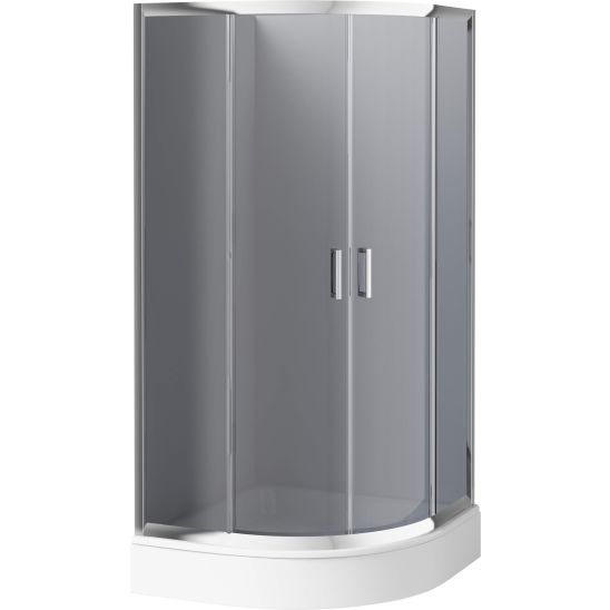 Conjunto cabina de ducha Deante Funkia KYP_451K, plato de ducha semicircular Deante Standard New KTA_053B