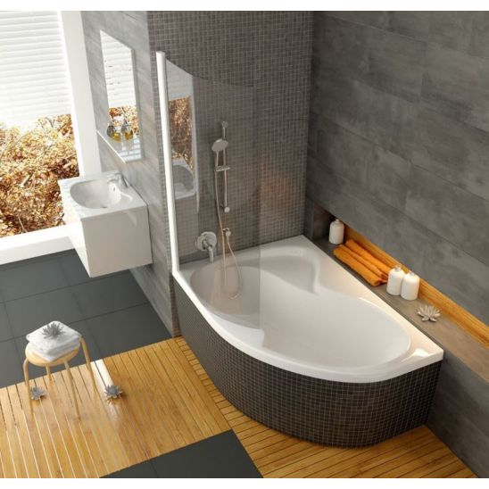 Conjunto bañera de esquina Ravak Rosa 95 C571000000, mampara de bañera Ravak Rosa 7QLS0100Y1, 495121, GPX2240140