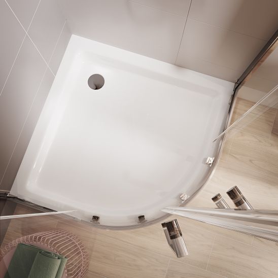 Conjunto cabina de ducha Cersanit Moduo S162-009, plato de ducha semicircular Cersanit Tako S204-003