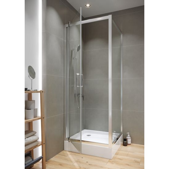 Conjunto cabina de ducha Cersanit Arteco S157-010, plato de ducha cuadrado Cersanit Tako S204-012