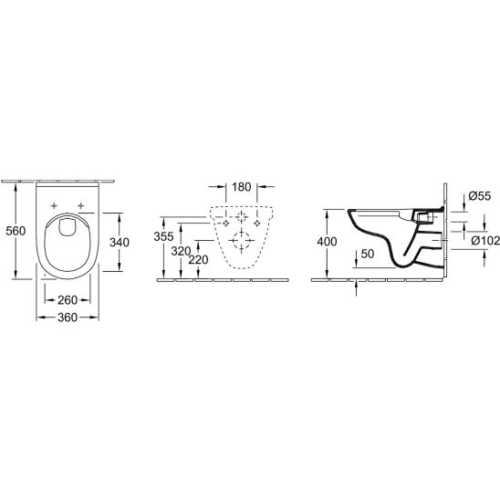 Conjunto marco empotrado con pulsador y junta Oltens Triberg 58300100, conjunto Combi-Pack con tapa Villeroy & Boch O.Novo 5660HR01