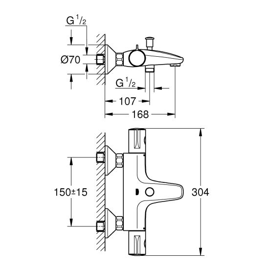 Conjunto grifo de bañera y ducha Grohe Grohtherm 800 34567000, conjunto de ducha Grohe Vitalio SmartActive 26596000