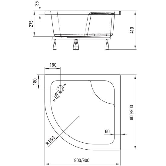Conjunto cabina de ducha Deante Funkia KYP_653K, plato de ducha semicircular Deante Deep KTD_041B, KTD_041O, NHC_025C