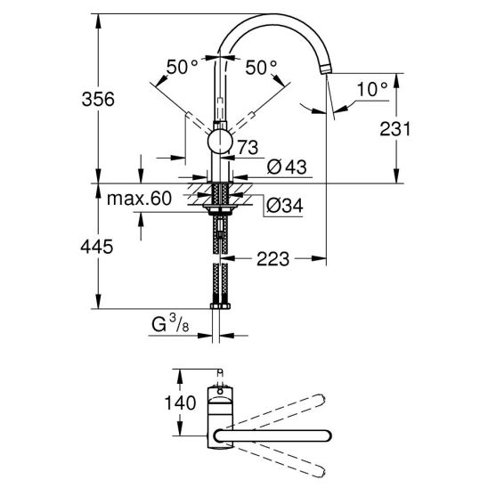Conjunto fregadero de acero Grohe K700 31726SD0, grifo de cocina Grohe Minta 32917KS0