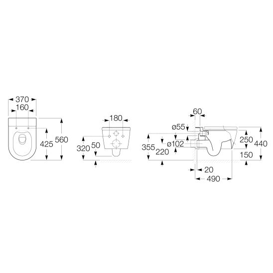 Conjunto taza de inodoro Roca Inspira A346527000, marco empotrado Roca Duplo One A890070020, A80152200B, A890189206, A890063000