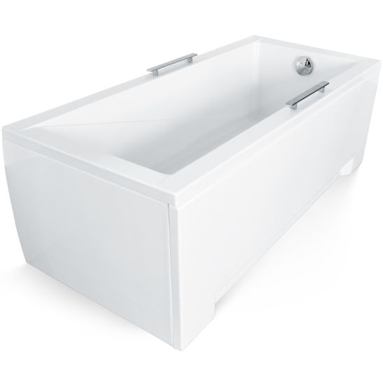 Conjunto bañera rectangular Besco Modern #WAM-130-MO, sifón de bañera Besco #OAP-130-UNI