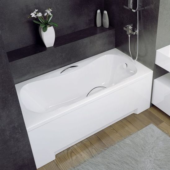 Conjunto bañera rectangular Besco Aria #WAA-140-PA, carcasa para bañera Besco #OAP-140-UNI