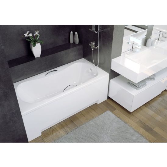 Conjunto bañera rectangular Besco Aria #WAA-140-PA, carcasa para bañera Besco #OAP-140-UNI