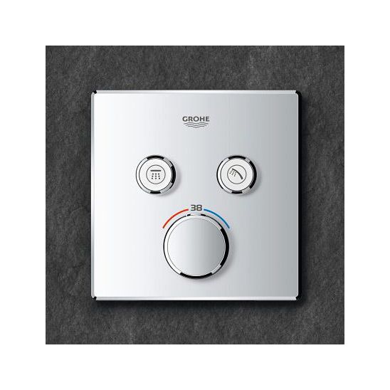 Conjunto grifo de bañera y ducha Grohe Grohtherm SmartControl 29124000, brazo de ducha con efecto lluvia Grohe Rainshower 26564000, 26405000, 35600000
