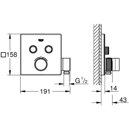 Conjunto grifo de bañera y ducha Grohe Grohtherm SmartControl 29125000, ducha con efecto lluvia Grohe Vitalio Comfort 26695000, 35600000, 27400000, 27851000, 28741002