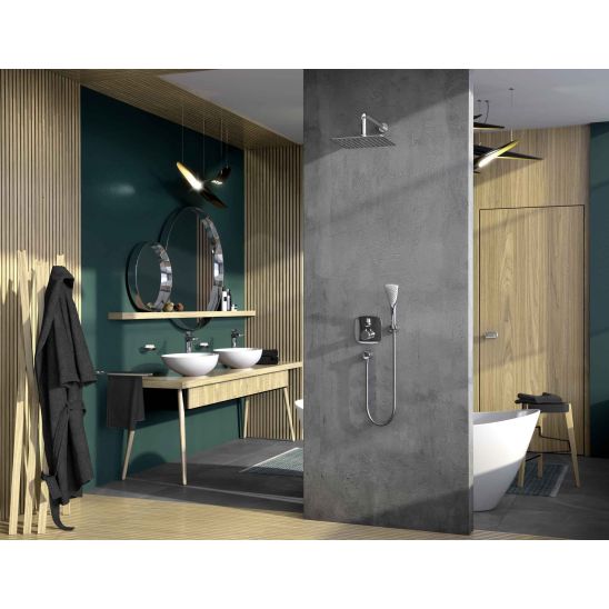 Conjunto grifo de bañera y ducha Kludi Bozz 386590576, ducha con efecto lluvia Kludi A-QA 6432505-00, 88011, 6651405-00, 3912005-00, 610710500, 6054705-00