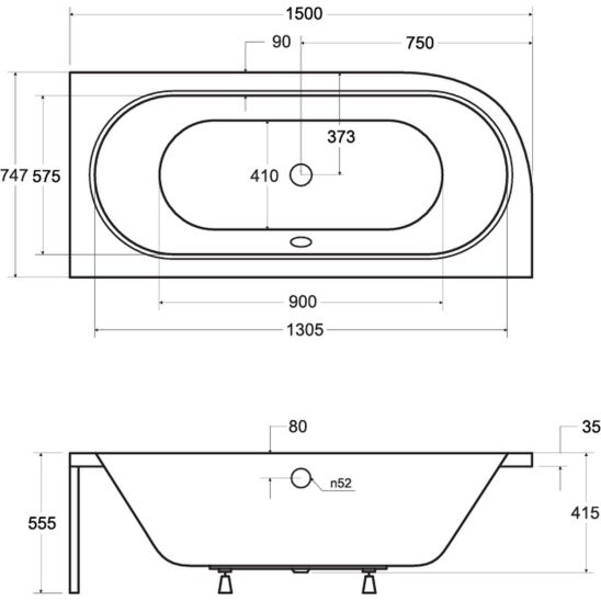 Conjunto bañera de esquina Besco Avita #WAV-150-NP, carcasa para bañera Besco Avita OAV-150-NSC