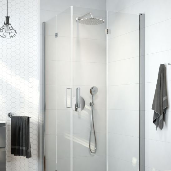 Conjunto cabina de ducha Oltens Byske 20001100, plato de ducha cuadrado Oltens Superior 17002000