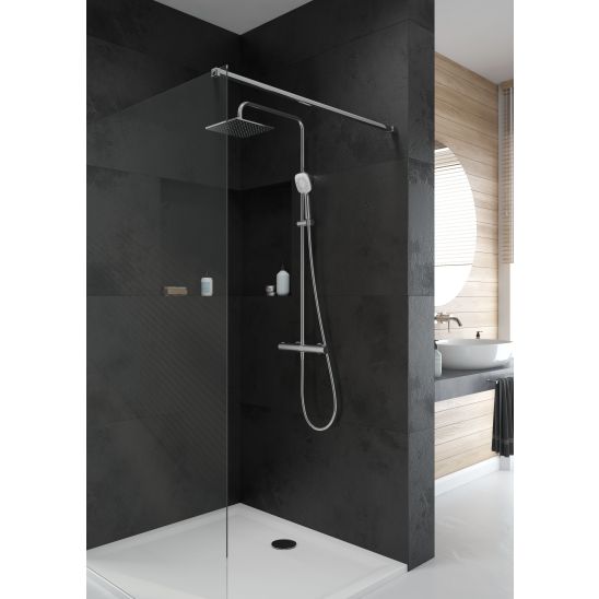 Conjunto cabina de ducha Oltens Byske 20002100, plato de ducha cuadrado Oltens Superior 17001000