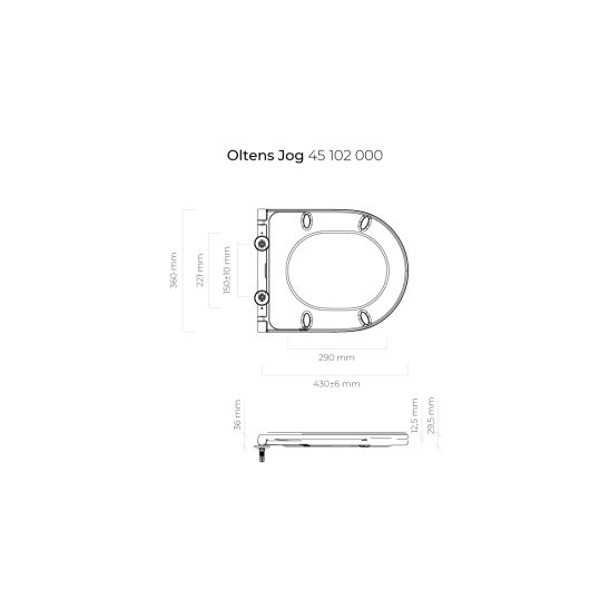 Conjunto taza de inodoro Oltens Jog 42001000, tapa de inodoro Oltens Jog 45102000