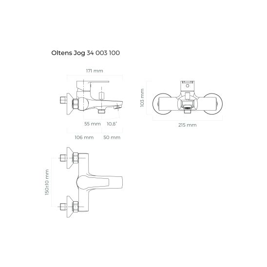 Conjunto conjunto de ducha Oltens Molle 36020100, grifo de bañera y ducha Oltens Jog 34003100