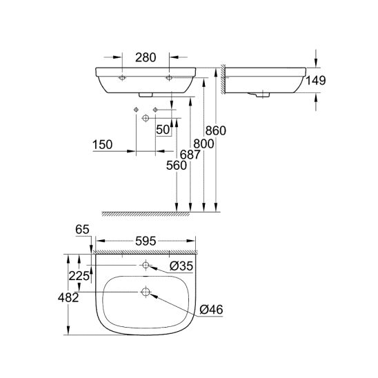 Conjunto lavabo Grohe Euro Ceramic 39335000, grifo para lavabo Grohe Eurosmart 33265002