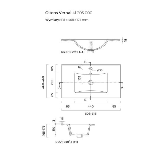 Conjunto armario Oltens Vernal 60000400, lavabo Oltens Vernal 41205000