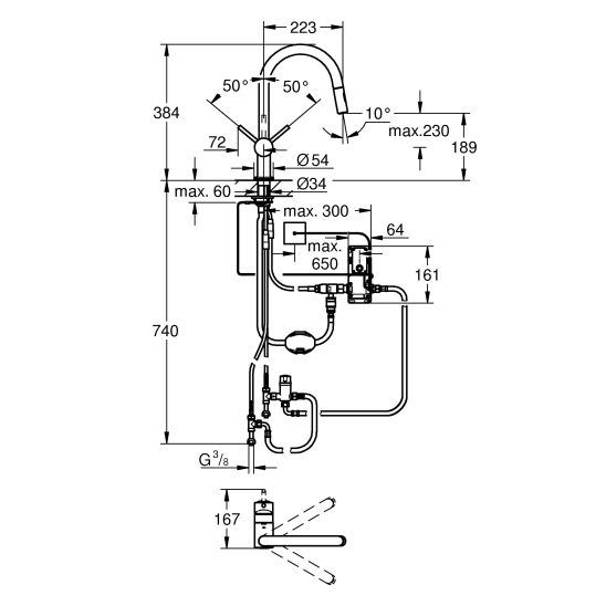 Conjunto grifo de cocina Grohe Minta 31358002, fregadero de granito Grohe K700 31654AP0