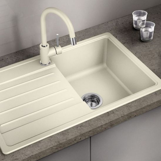 Conjunto fregadero de granito Blanco Legra 45 S 522201, grifo de cocina Oltens Lista 35202100