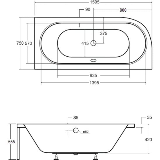 Conjunto carcasa para bañera Besco Avita OAV-160-NSCR, bañera de esquina Besco Avita #WAV-160-NP
