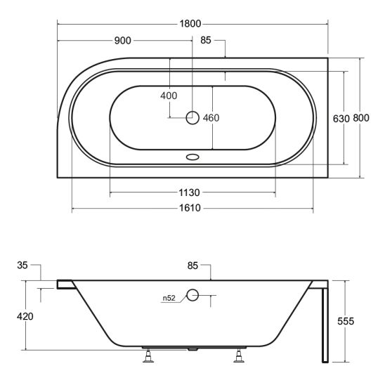 Conjunto bañera de esquina Besco Avita #WAV-180-NL, carcasa para bañera Besco Avita OAV-180-NSR