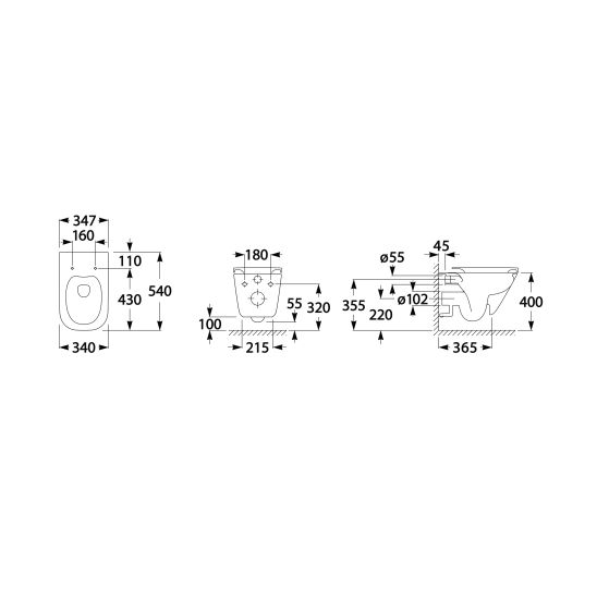 Conjunto taza de inodoro con asiento de cierre suave Roca Gap Square A34H472000, marco empotrado Roca Duplo One A890070020, A890195000, A890063000