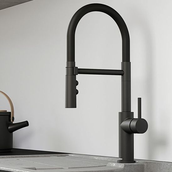 Conjunto grifo de cocina Blanco Catris-S Flexo 525793, dispensador de líquidos Blanco Lato 525789